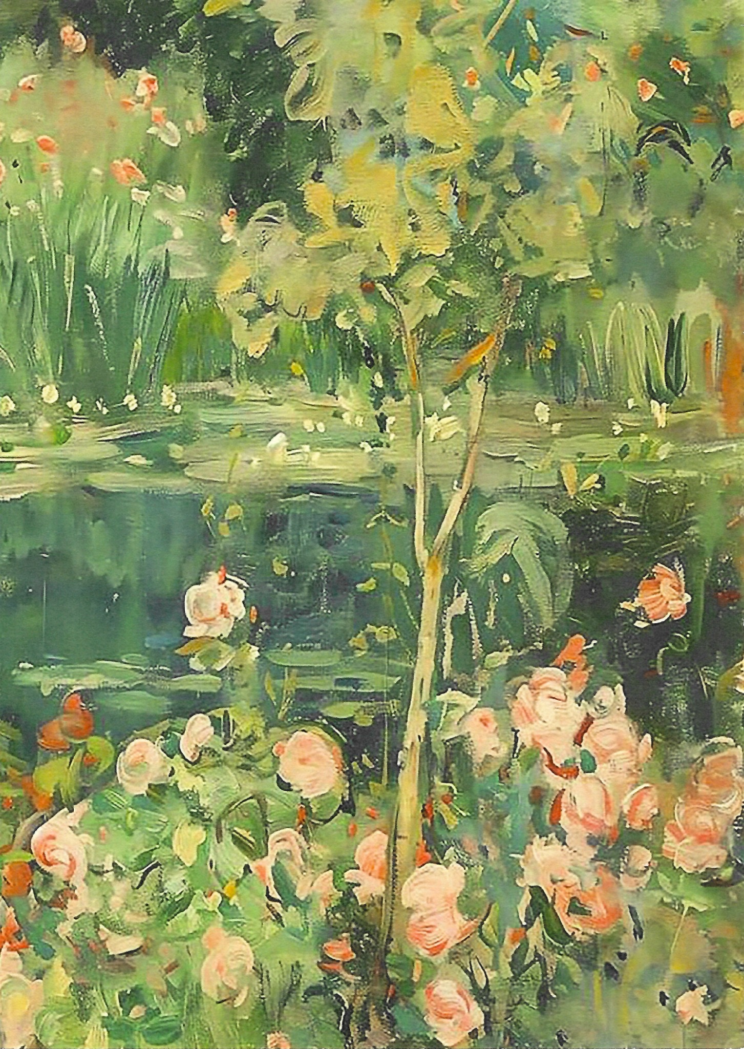 Romantic scenic floral illustration